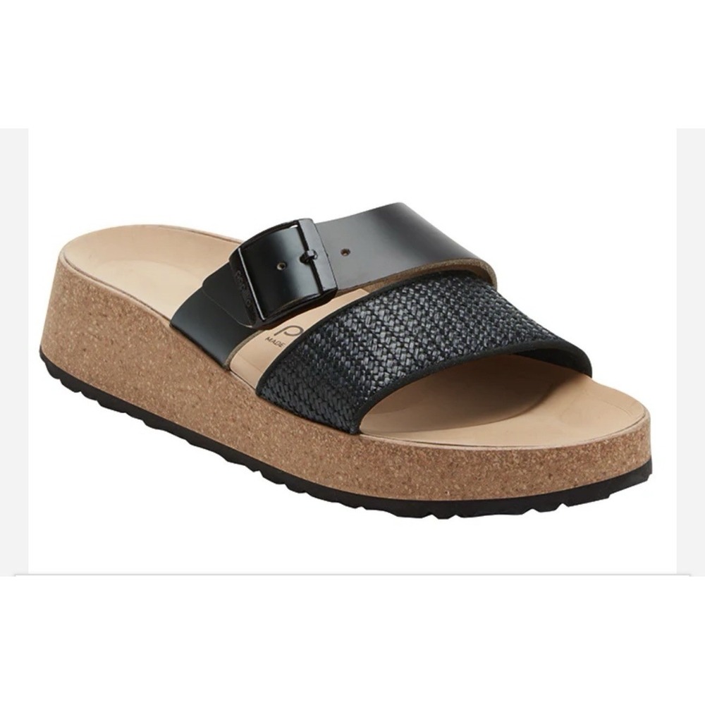 NEW Birkenstock Almina Black Leather Slide Sandals Platform Womens  US 11 EU 42